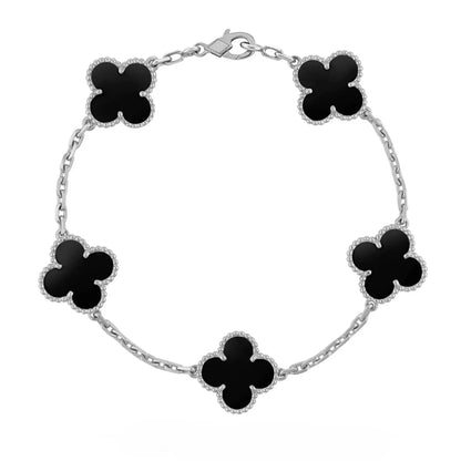 CLOVER Bracelet - Black/Silver