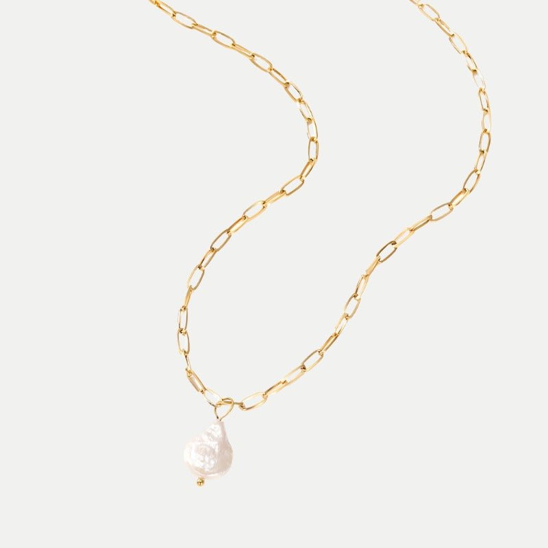 Hanalei Pearl Coin Paperclip Necklace