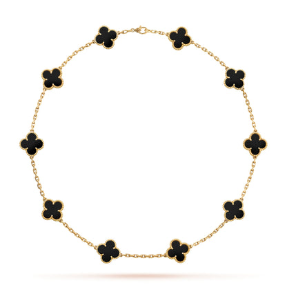 LUXURIOUS CLOVER NECKLACE 10 MOTIFS - BLACK