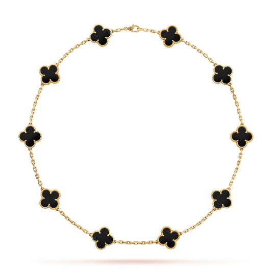 LUXURIOUS CLOVER NECKLACE 10 MOTIFS - BLACK