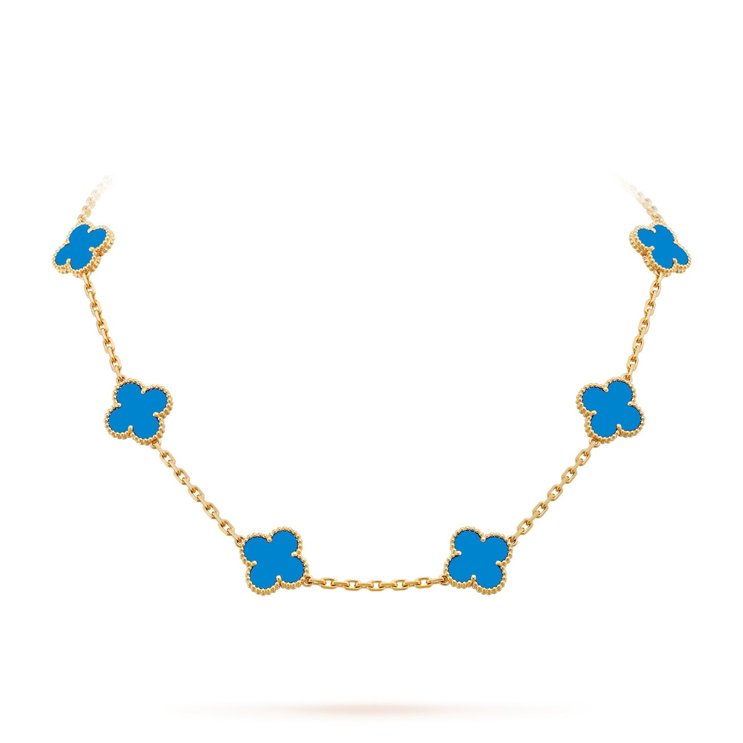 LUXURIOUS CLOVER NECKLACE 10 MOTIFS - BLUE