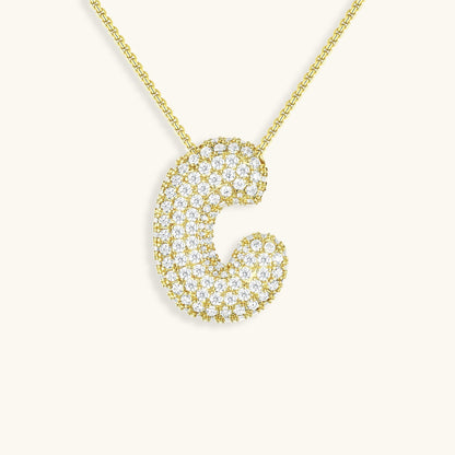 Bubble Initial Diamond Necklace