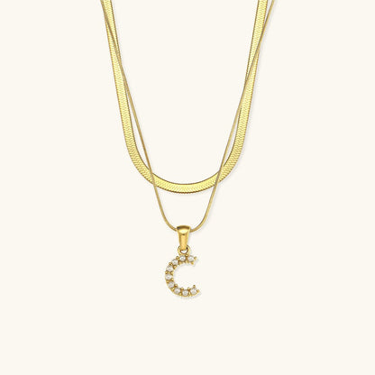 Fiona Layered Gold Initial Letter Necklace