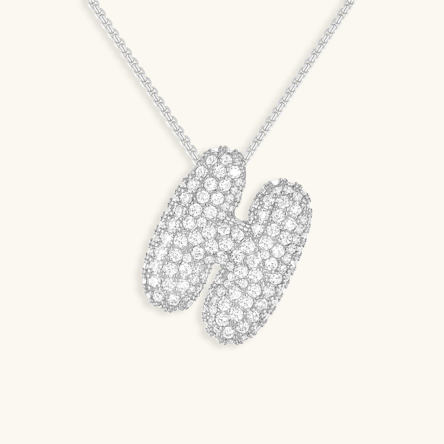 Bubble Initial Diamond Necklace