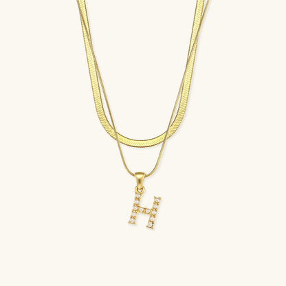 Fiona Layered Gold Initial Letter Necklace