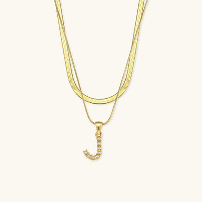 Fiona Layered Gold Initial Letter Necklace