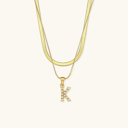 Fiona Layered Gold Initial Letter Necklace