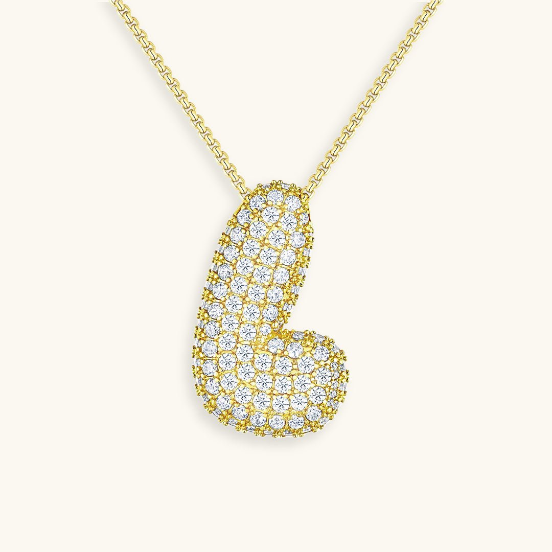 Bubble Initial Diamond Necklace