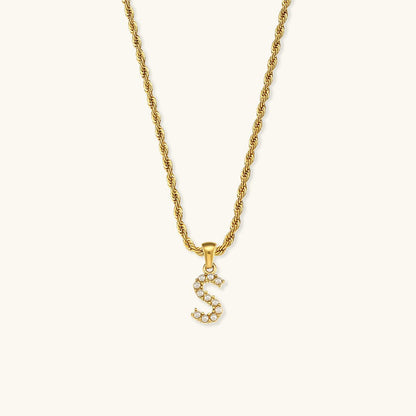 Elodie Initial Letter Pearl Necklace