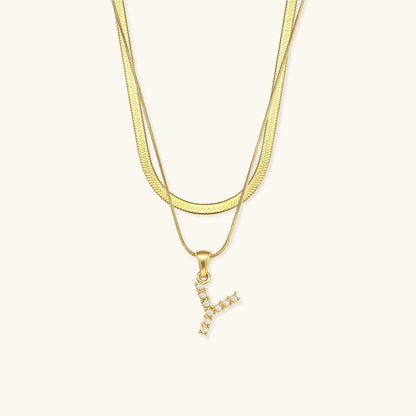 Fiona Layered Gold Initial Letter Necklace