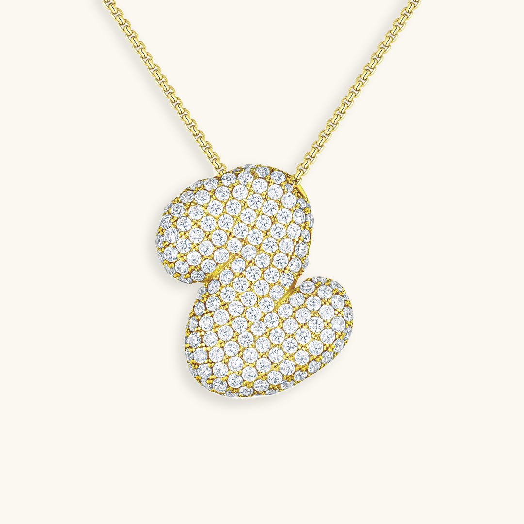 Bubble Initial Diamond Necklace